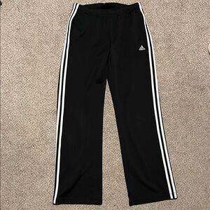 Adidas Women Black Straight Leg Joggers with White Stripes (Size M)